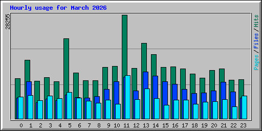 Hourly usage for March 2026